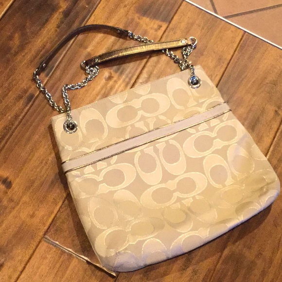 Vintage Coach signature poppy purse bag chain convertible strap Christmas - Picture 3 of 12